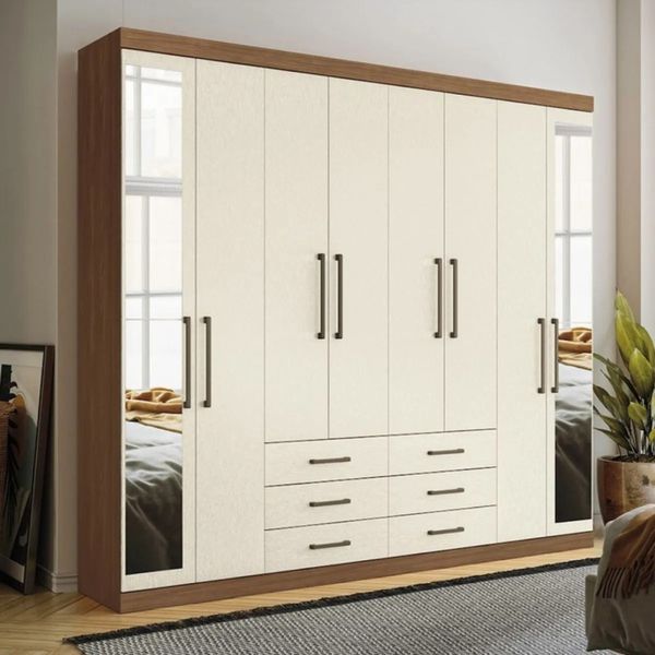 Guarda-Roupa Casal 8 Portas 6 Gavetas Santos Andira Master | Jatoba/Areia