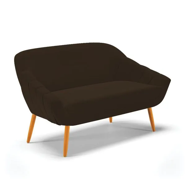 Namoradeira 02 Lugares Giovana Suede Marrom Ps Palito Castanho - D'Rossi