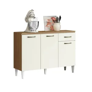 Balcão de Cozinha 120 cm 3 Portas 1 Gaveta com Tampo Aramoveis Atenas | Atacama/Off White