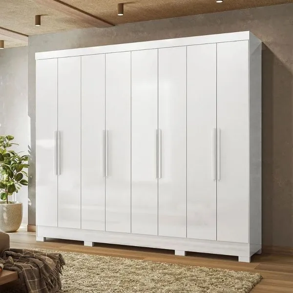 Guarda Roupa Moval Diplomata 8 Portas 4 Gavetas Sem Espelho | Branco (S/V)
