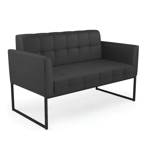 Sofá Namoradeira Elisa Corino Preto Base Metálica Industrial Preto - D'Rossi