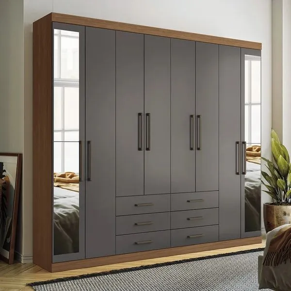Guarda-Roupa Casal 8 Portas 6 Gavetas Santos Andira Master | Jatoba/Grafitte