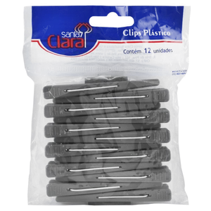 Clips Plástico Santa Clara Preto 12 Unidades