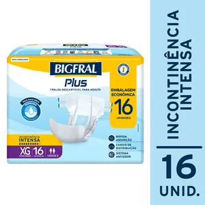 Fralda Geriátrica Descartável Bigfral Plus Incontinência Urinária Intensa XG 16 Unidades