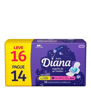 Absorvente Diana Noturno Suave com Abas 16 Unidades