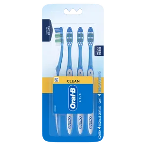 Escova Dental Média Oral-B 1-2-3 Clean 4 Unidades