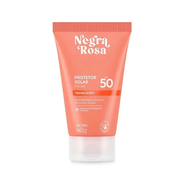 Protetor Solar Facial Translúcido Negra Rosa Fps50 40g