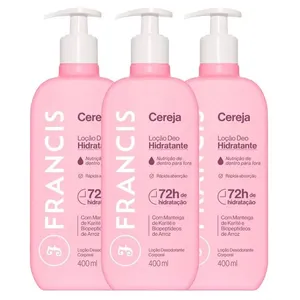 Kit Loção Hidratante Francis Cereja 400ml - 3 Unidades