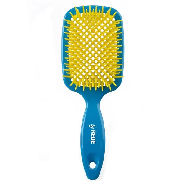 Escova De Cabelo By Rede Favo Quadrado Azul/Amarelo Ref.4033