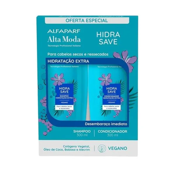 Kit Alfaparf Alta Moda Hidra Save Shampoo e Condicionador Hidratação Nutrição 300 ml Kit Alfaparf Alta Moda Hidra Save Shampoo e Condicionador