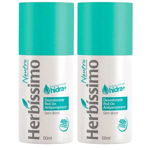Kit Desodorante Roll On Herbíssimo Neutro 50ml - 2 Unidades