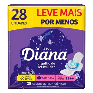 Absorvente Diana Noturno com Abas Cobertura Suave 28 Unidades