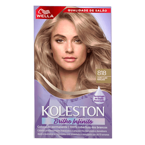 Tinta de Cabelo Wella Koleston Brilho Infinito 818 Louro Claro Perolado