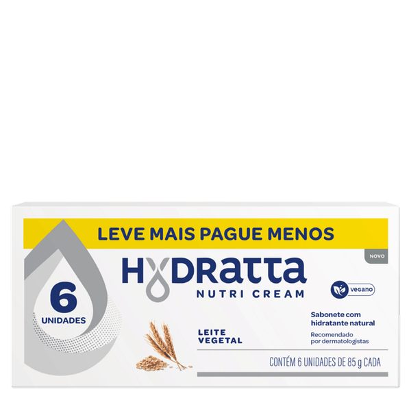 Kit Sabonete em Barra Hydratta Nutri Cream Leite Vegetal 6 Unidades de 85g