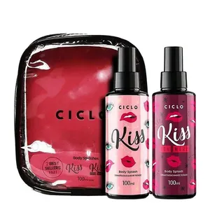 Kit Ciclo Feminino - Body Splash Kiss 100ml + Kiss You More 100ml + Estojo