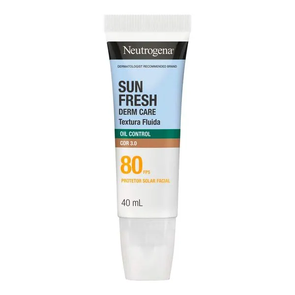 Protetor Solar Facial Neutrogena FPS 80 Sun Fresh Derm Care Cor 3.0 40ml Fluido