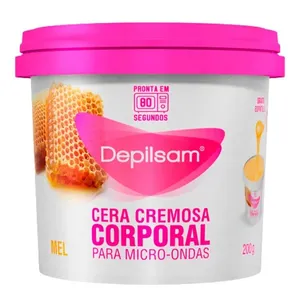 Cera Depilatória Cremosa Corporal Depilsam para Microondas Mel Pote 200g