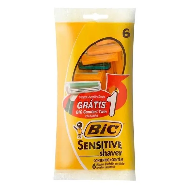 Aparelho De Barbear Bic Sensitive Shaver 6 Unidades