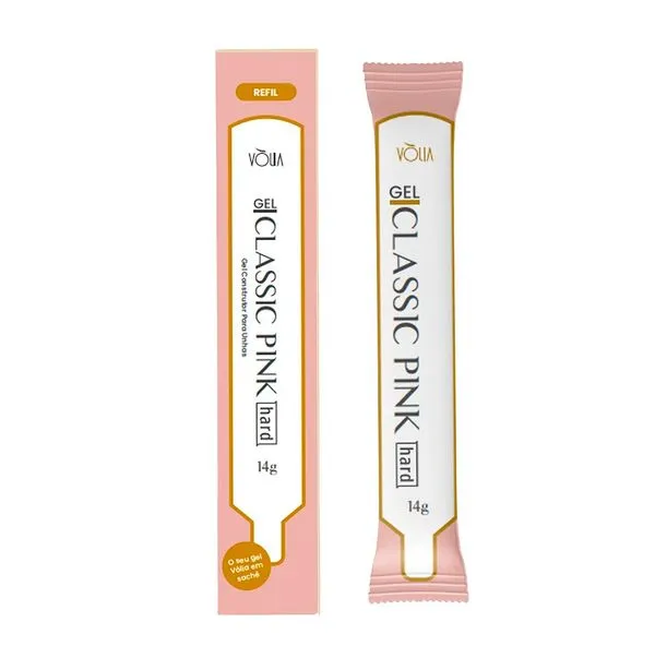 Sachê Gel Classic Pink Bisnaga Hard Refil 14g - Vòlia