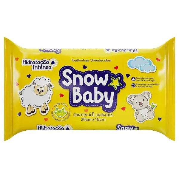 Toalha Umedecida Snow Baby Hidratação Intensa - 45 Unidades