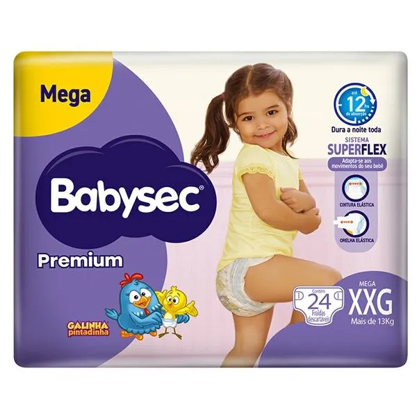 Fralda Babysec Premium Mega Xxg 24unidades