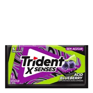 Chiclete Trident XSenses Acid Blueberry Sem Açúcar 8g 5 Unidades