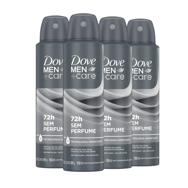 Kit Desodorante Aerosol Dove Men Sem Perfume 150ml - 4 unidades