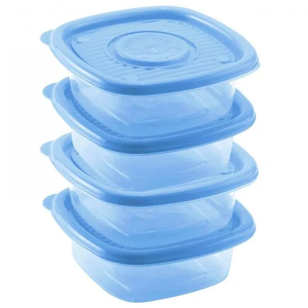 Conjunto 4 Potes Quadrado 400ml Pop Plasútil Azul