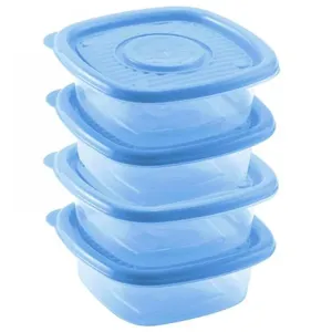 Conjunto 4 Potes Quadrado 400ml Pop Plasútil Azul