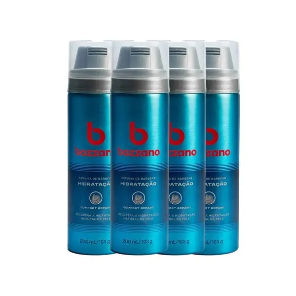 Kit Espuma De Barbear Bozzano Hidratação 190g - 4 Unidades
