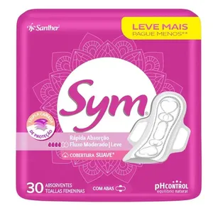 Absorvente Sym Cobertura Suave com Abas 30 Unidades