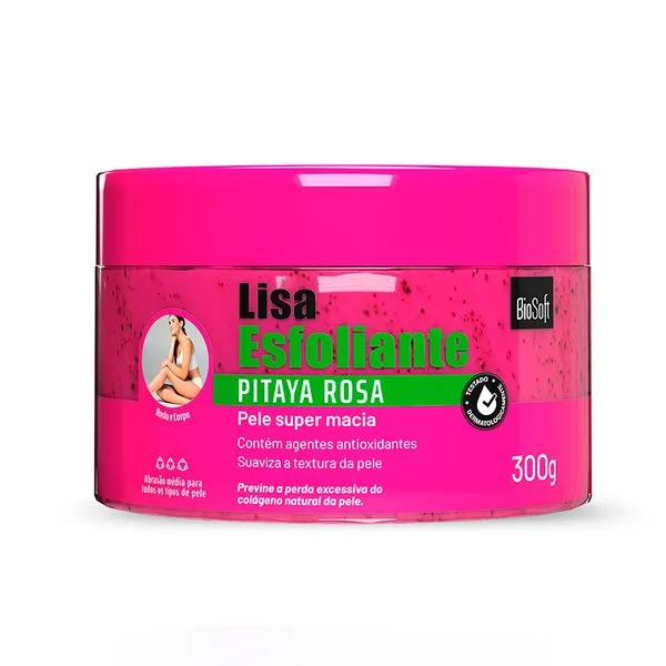 Creme Para Rosto E Corpo Bio Soft Lisa Esfoliante Pitaya Rosa 300g