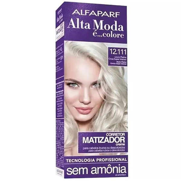 Tintura Alta Moda 12.111 Louro Platina Cinza Super Intenso Matizador 150g
