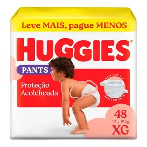 Fralda Huggies Pants Roupinha Proteção Acolchoada XG 48 Unidades