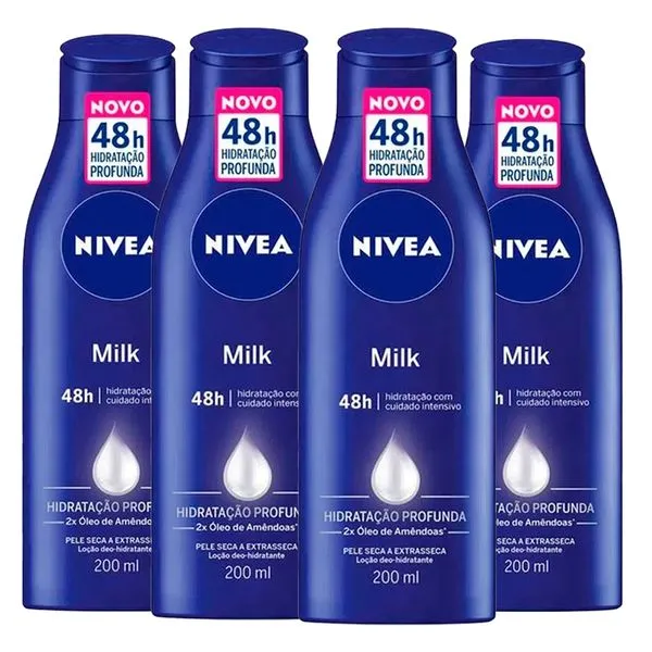 Kit 4 Cremes Hidratantes Corporal Nívea Body Extra Seca 200ml