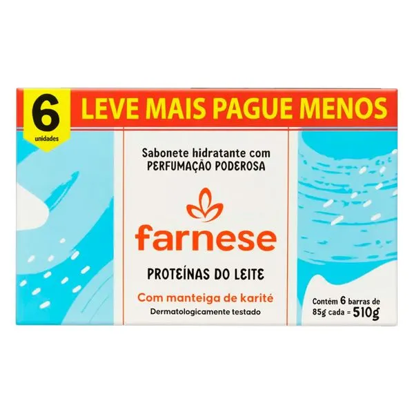 Kit Sabonete Em Barra Farnese Proteína Do Leite 85g Com 6 Unidades