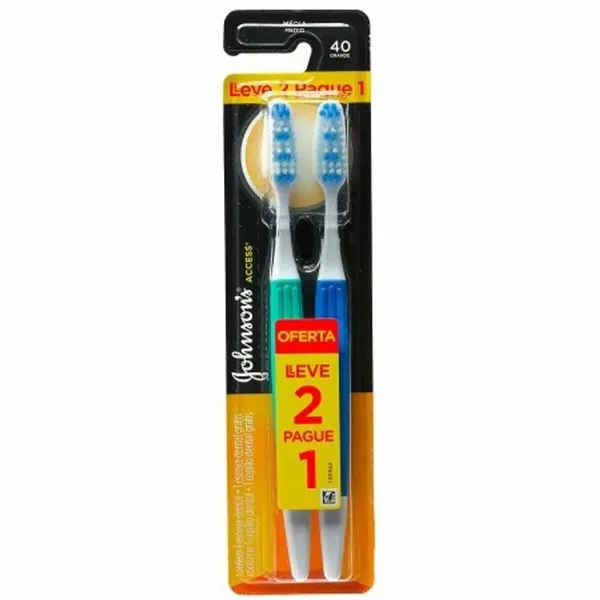 Escova Dental Johnsons Reach Access 40 Média Leve 2 Pague 1 Unidade
