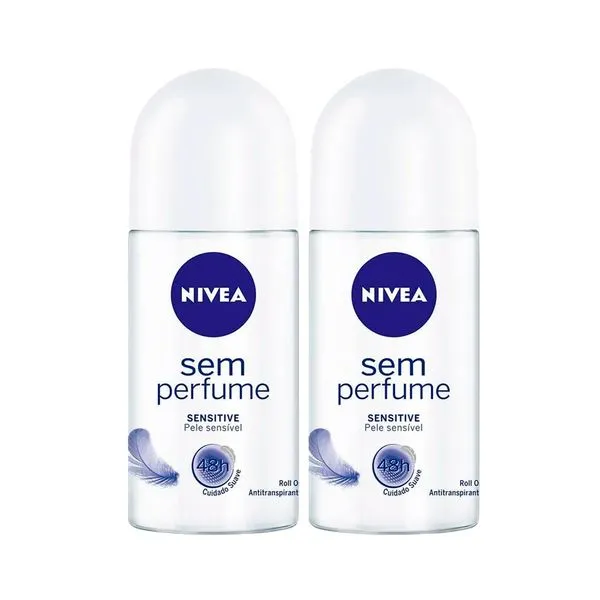 Kit Desodorante Roll On Nivea Sensitive Sem Perfume 50ml - 2 Unidades