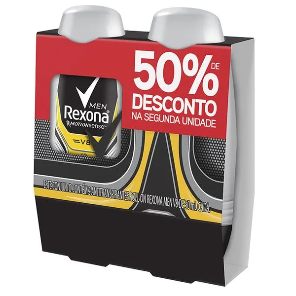 Desodorante Rexona Rollon V8 Preco Especial 2Unidades 50ml