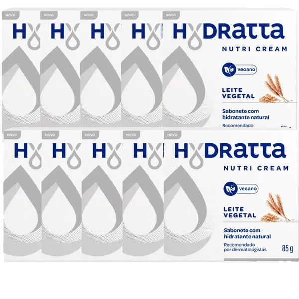 Kit Sabonete Em Barra Hydratta Nutri Cream Leite 85g - 10 Unidades