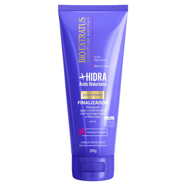 Finalizador capilar +Hidra sem enxágue 200g Bio Extratus para cabelos ressecados FIN BIO EXTRATUS HIDRA AC HIALU 200G