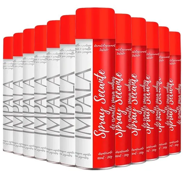 Kit Impala Spray Secante Esmalte Para Unhas 400ml - 12 Unidades
