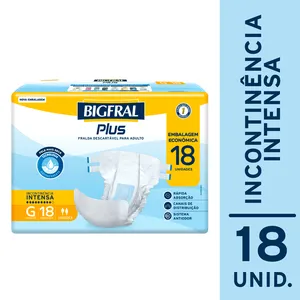 Fralda Geriátrica Descartável Bigfral Plus Incontinência Urinária Intensa G 18 Unidades