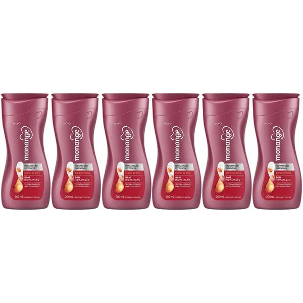 kit Creme Hidratante Corporal Monange Extrato De Oliva 200ml - 6 Unidades