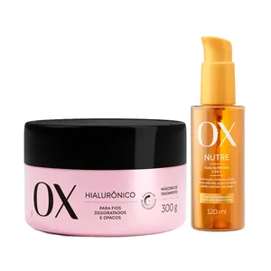 Kit Máscara Ox Hialurônico 300g Mais Óleo Capilar OX Nutritivo 3 Em 1 120ml