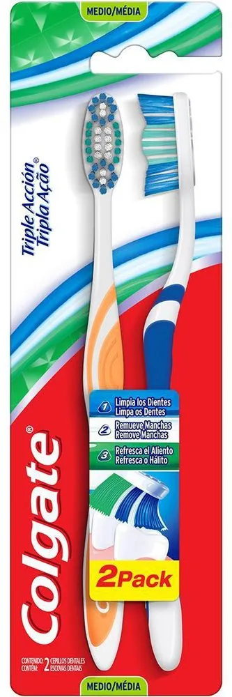 Escova Dental Média Colgate Tripla Ação 2 Unidades