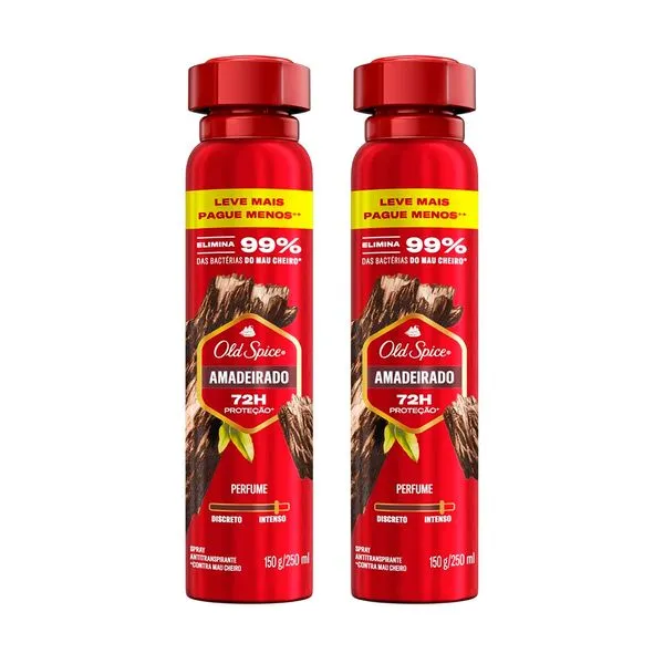 Kit Desodorante Aerosol Old Spice Amadeirado 250ml - 2 Unidades