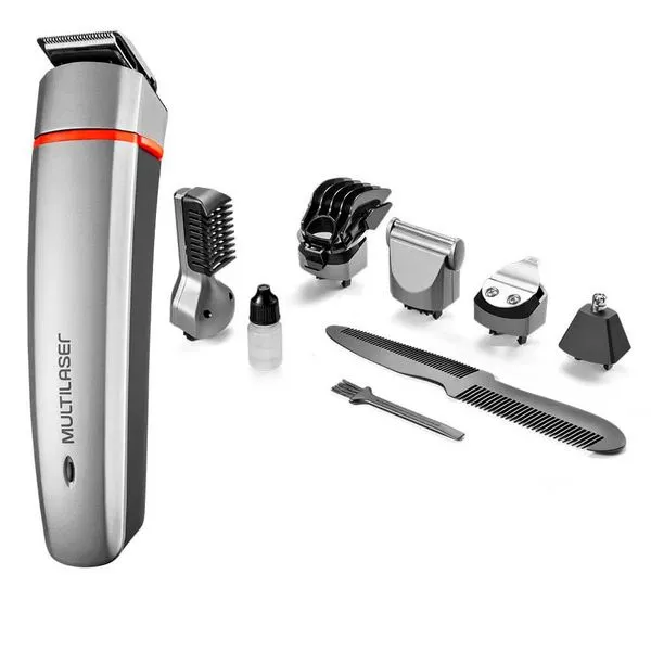 Aparador Multilaser Eb11 Preto e Cinza Bivolt Recarregável 7 em 1 Barba Nariz Sobrancelha Aparador De Pelos Nariz E Barba Multilaser Bivolt Eb11