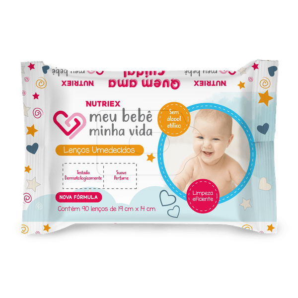 Lenços Umedecidos Infantil Nutriex Meu Bebê Minha Vida Com 90 Unidades