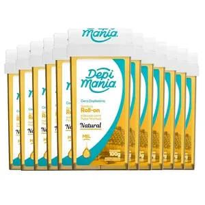 Kit Cera Refil Roll On Depi Mania Mel 100g - 12 Unidades